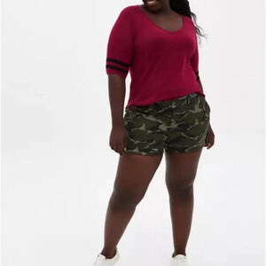 Torrid 3.5 Inch green camo Military Stretch Twill Mid-Rise Shorts size 24